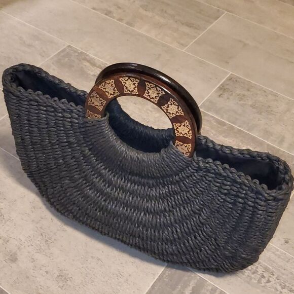 Coldwater Creek Black Wicker Large Tote - Picture 5 of 7